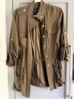 le chateau Olive Green Utility Jacket with Drawstring Waist
